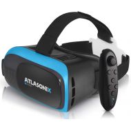 [아마존베스트]Atlasonix VR Headset Compatible with iPhone and Android Phones | VR Set Incl. Remote Control for Android Smartphones | 3D Virtual Reality Goggles w/Controller | Adjustable VR Glasses - Gift
