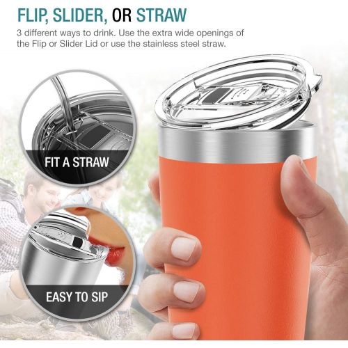  [아마존베스트]Atlin Sports Atlin Tumbler [20 oz. Double Wall Stainless Steel Vacuum Insulation] Travel Mug [Crystal Clear Lid] Water Coffee Cup [Straw Included] (Silver) For Home,Office,School, Ice Drink, Ho