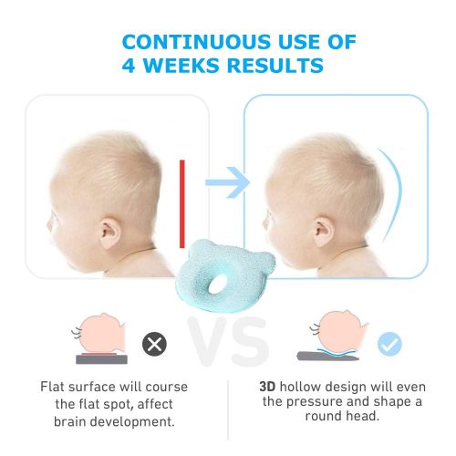  AtoBaby Baby Pillow,Memory Foam Cushion for Flat Head Syndorme Prevention and Head Support,Newborn Baby Head Shaping Pillow
