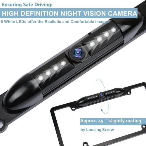  [아마존베스트]Atokit LicensePlateFrameBackupCameraNightVisionCarRear View Camerawith8BrightLEDs170°ViewingAngleWaterproof Bac