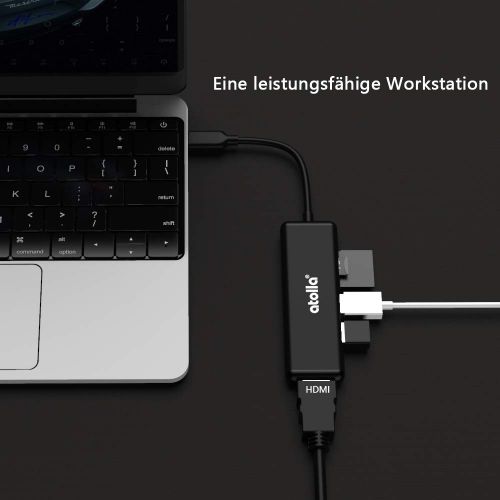  [아마존 핫딜]  [아마존핫딜]Atolla atolla USB C Hub, 5 in 1 Aluminum USB C HDMI Adapter mit 2 USB 3.0 Ports, SD/Micro SD-Kartenleser fuer MacBook Pro, Chromebook und mehr Type-C Gerate