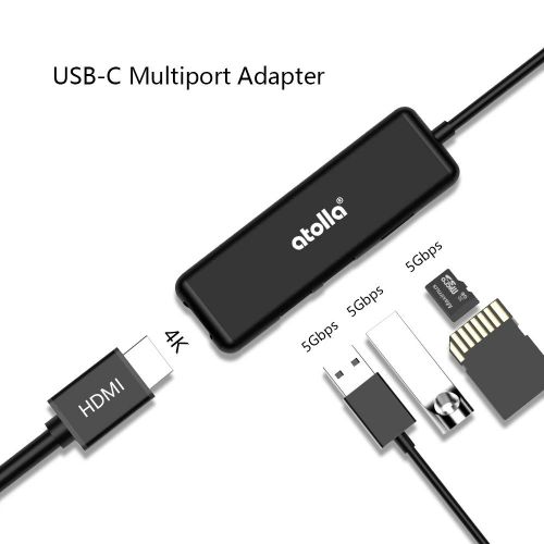  [아마존 핫딜]  [아마존핫딜]Atolla atolla USB C Hub, 5 in 1 Aluminum USB C HDMI Adapter mit 2 USB 3.0 Ports, SD/Micro SD-Kartenleser fuer MacBook Pro, Chromebook und mehr Type-C Gerate