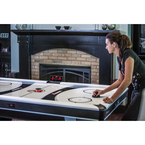 아토믹 Atomic Blazer 7’ Air Hockey Table with Electronic Score Keeping with Rail-integrated Display, Heavy-duty 120V Blower for Fast Play, Overhang Rails for Reduced Puck Bounce and Leg L