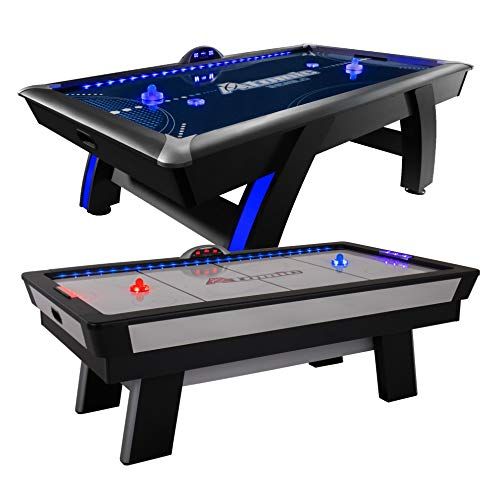 아토믹 Atomic Top Shelf 7.5’ Air Hockey Table with 120V Motor for Maximum Air Flow, High-Speed PVC Playing Surface for Arcade-Style Play and Multicolor LED Lumen-X Technology to Illuminat