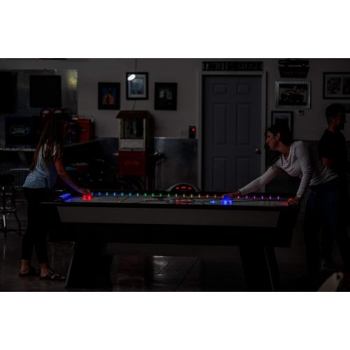 아토믹 Atomic Top Shelf 7.5’ Air Hockey Table with 120V Motor for Maximum Air Flow, High-Speed PVC Playing Surface for Arcade-Style Play and Multicolor LED Lumen-X Technology to Illuminat