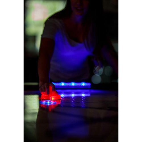 아토믹 Atomic Top Shelf 7.5’ Air Hockey Table with 120V Motor for Maximum Air Flow, High-Speed PVC Playing Surface for Arcade-Style Play and Multicolor LED Lumen-X Technology to Illuminat