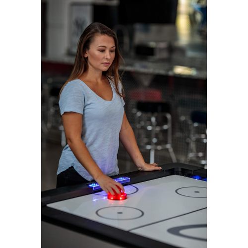 아토믹 Atomic Top Shelf 7.5’ Air Hockey Table with 120V Motor for Maximum Air Flow, High-Speed PVC Playing Surface for Arcade-Style Play and Multicolor LED Lumen-X Technology to Illuminat