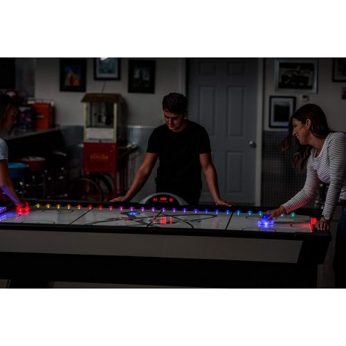 아토믹 Atomic Top Shelf 7.5’ Air Hockey Table with 120V Motor for Maximum Air Flow, High-Speed PVC Playing Surface for Arcade-Style Play and Multicolor LED Lumen-X Technology to Illuminat