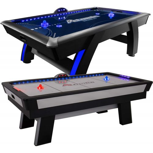 아토믹 Atomic Top Shelf 7.5’ Air Hockey Table with 120V Motor for Maximum Air Flow, High-Speed PVC Playing Surface for Arcade-Style Play and Multicolor LED Lumen-X Technology to Illuminat