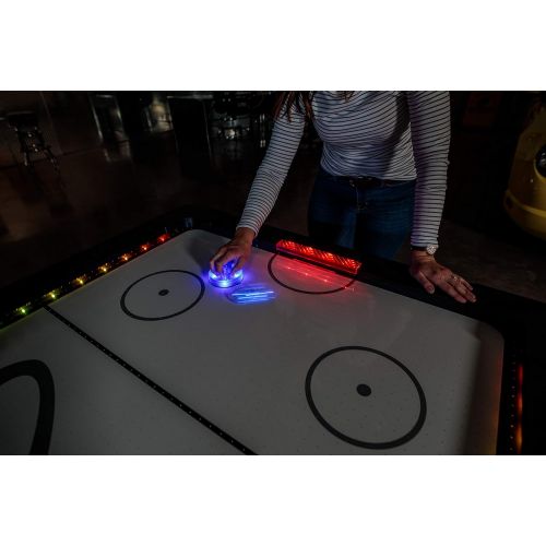 아토믹 Atomic Top Shelf 7.5’ Air Hockey Table with 120V Motor for Maximum Air Flow, High-Speed PVC Playing Surface for Arcade-Style Play and Multicolor LED Lumen-X Technology to Illuminat