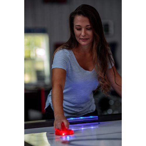 아토믹 Atomic Top Shelf 7.5’ Air Hockey Table with 120V Motor for Maximum Air Flow, High-Speed PVC Playing Surface for Arcade-Style Play and Multicolor LED Lumen-X Technology to Illuminat
