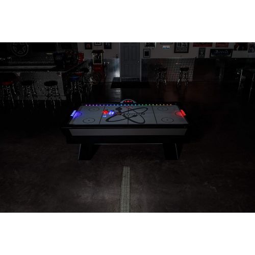 아토믹 Atomic Top Shelf 7.5’ Air Hockey Table with 120V Motor for Maximum Air Flow, High-Speed PVC Playing Surface for Arcade-Style Play and Multicolor LED Lumen-X Technology to Illuminat