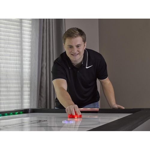 아토믹 Atomic Top Shelf 7.5’ Air Hockey Table with 120V Motor for Maximum Air Flow, High-Speed PVC Playing Surface for Arcade-Style Play and Multicolor LED Lumen-X Technology to Illuminat