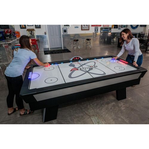 아토믹 Atomic Top Shelf 7.5’ Air Hockey Table with 120V Motor for Maximum Air Flow, High-Speed PVC Playing Surface for Arcade-Style Play and Multicolor LED Lumen-X Technology to Illuminat