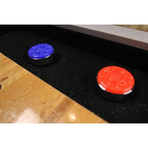 아토믹 Atomic 9’ Platinum Shuffleboard Table with Poly-coated Playing Surface for Smooth, Fast Puck Action and Pedestal Legs with Levelers for Optimum Stability and Level Play