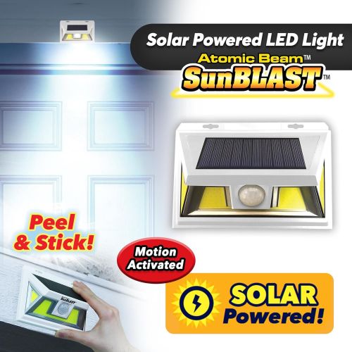  Official As Seen On TV Atomic Beam SunBlast by BulbHead Solar Powered LED Motion Activated Security Light, Industrial Strength Adhesive for Easy Installation (Atomic Beam SunBlast