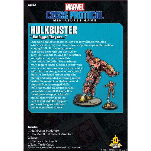 Marvel Crisis Protocol Hulkbuster Character Pack Marvel Miniatures Strategy Game for Teens and Adults Ages 14+ 2 Players Average Playtime 45 Minutes Made by Atomic Mass Games