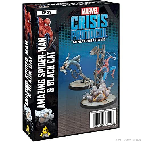  Atomic Mass Games Marvel Crisis Protocol Amazing Spiderman and Black Widow CHARACTER PACK Miniatures Battle Game Strategy Game for Adults Ages 14+ 2 Players Avg. Playtime 90 Mins Made by Atomic Mass