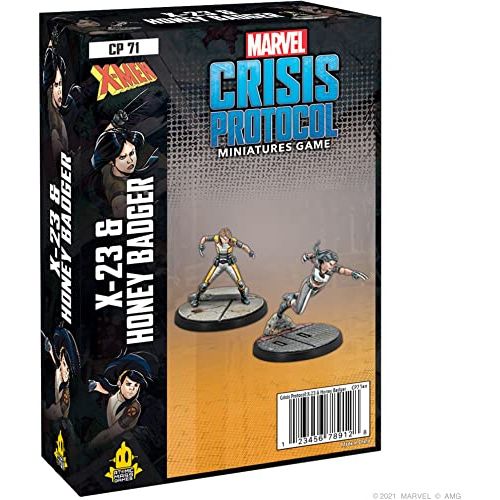  Marvel Crisis Protocol X-23 and Honey Badger Character Pack Miniatures Battle Game Strategy Game for Adults Ages 14+ 2 Players Average Playtime 90 Minutes Made by Atomic Mass Games