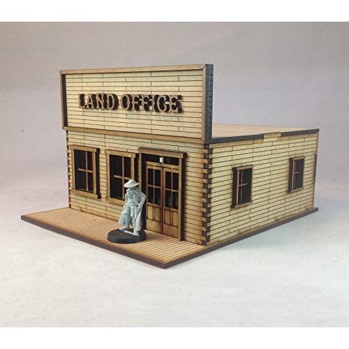  AtomicLaserCutDesigns Land Office 28mm MDF Kit Tombstone Desperado Legends Old West Terrain Building