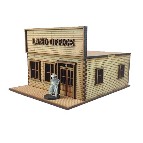  AtomicLaserCutDesigns Land Office 28mm MDF Kit Tombstone Desperado Legends Old West Terrain Building