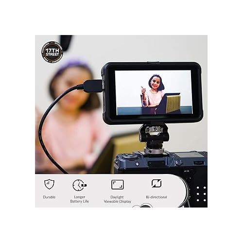  Atomos Shinobi 5-Inch 4K Photo and Video Portable Monitor | 1920 x 1080 Touchscreen Display Video Monitors with HDMI 2.0 In/Out | SmallRig Camera Hot Shoe Mount, Battery & Charger Bundle Set