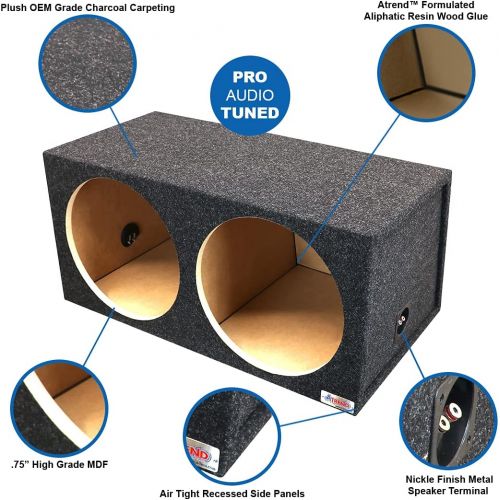  Atrend Bbox Dual Vented 15 Inch Subwoofer Enclosure - Pro Audio Tuned Single Vented Car Subwoofer Boxes & Enclosures - Premium Subwoofer Box Improves Audio Quality, Sound & Bass - Nickel