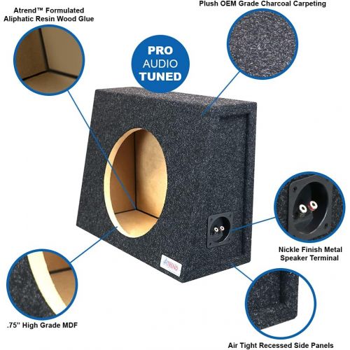  Atrend Bbox Single Sealed 12 Inch Subwoofer Enclosure - Car Subwoofer Boxes & Enclosures - Made in USA Premium Subwoofer Box Improves Audio Quality, Sound & Bass - Nickel Finish Subwoofer