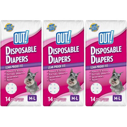  AttaBoy OUT! M-L Disposable Diapers 42ct (3 x 14ct)