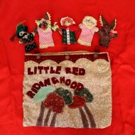 Atticusfinchnz Little red riding hood set of finger puppets in keeping bag, 5 fairy tale characters detailed handmade