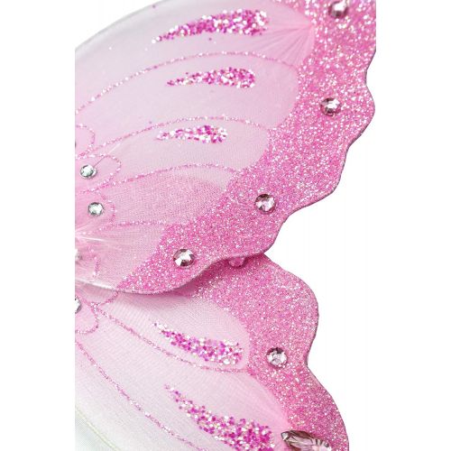  Attitude Studio Fairy Butterfly Costume, Elastic Strap Wings, Tutu, Headband, First Birthday Party Outfit, 1st Photography, Halloween, for Baby Toddler Girls 12-18 Months Pink & Bl