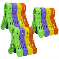 Attmu 12 Pack Beach Towel Clips Chair Clips Towel Holder in Fun Bright Colors - Stop The Towels from Blowing Away