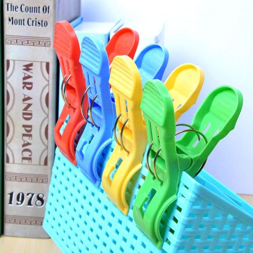  Attmu 12 Pack Beach Towel Clips Chair Clips Towel Holder in Fun Bright Colors - Stop The Towels from Blowing Away