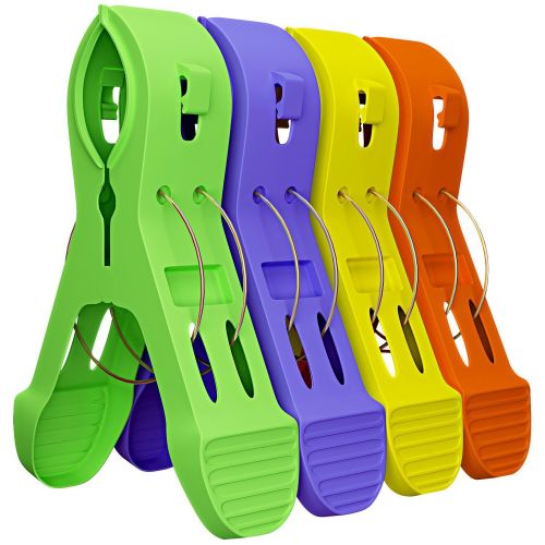  Attmu 12 Pack Beach Towel Clips Chair Clips Towel Holder in Fun Bright Colors - Stop The Towels from Blowing Away