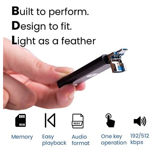  [아마존베스트]Attodigit@l LightREC - Mini Voice Activated Recorder  Slim USB Flash Drive | 26 Hours Battery | 8GB - 94 Hours Capacity | 512 Kbps Audio Quality | Easy to Use USB Memory Stick Sound Recorder