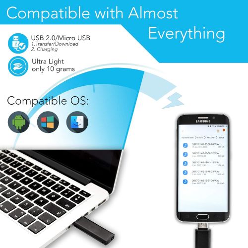  [아마존베스트]Attodigit@l LightREC - Mini Voice Activated Recorder  Slim USB Flash Drive | 26 Hours Battery | 8GB - 94 Hours Capacity | 512 Kbps Audio Quality | Easy to Use USB Memory Stick Sound Recorder