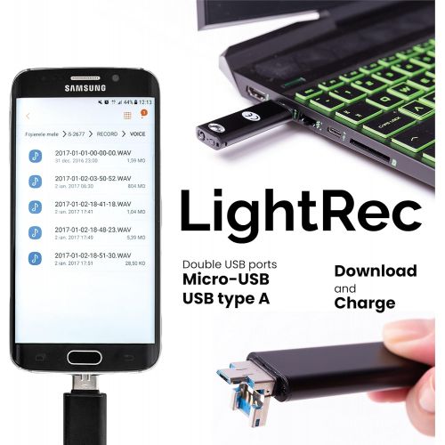  [아마존베스트]Attodigit@l LightREC - Mini Voice Activated Recorder  Slim USB Flash Drive | 26 Hours Battery | 8GB - 94 Hours Capacity | 512 Kbps Audio Quality | Easy to Use USB Memory Stick Sound Recorder