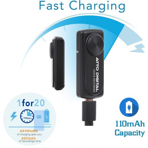  [아마존베스트]Attodigit@l Small Voice Recorder with 20 Hours Battery Life | Ideal for Lectures, Meetings or Interviews | 141 Hours Capacity on 8GB | nanoREC by aTTo Digital