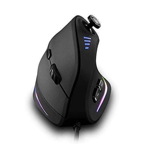  Attoe Vertical Mouse, Ergonomic USB Wired Vertical Mouse with [5 D Rocker] [10000 DPI] [11 Programmable Buttons], RGB Gaming Mouse for Gamer/PC/Laptop/Computer