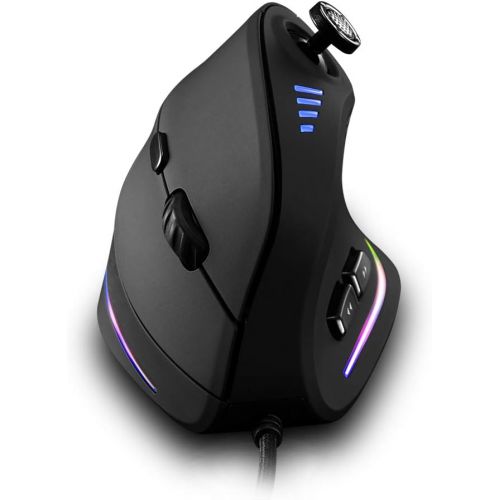  Attoe Vertical Mouse, Ergonomic USB Wired Vertical Mouse with [5 D Rocker] [10000 DPI] [11 Programmable Buttons], RGB Gaming Mouse for Gamer/PC/Laptop/Computer