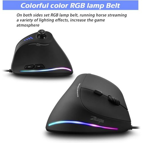  Attoe Vertical Mouse, Ergonomic USB Wired Vertical Mouse with [5 D Rocker] [10000 DPI] [11 Programmable Buttons], RGB Gaming Mouse for Gamer/PC/Laptop/Computer