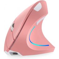 [아마존베스트]Attoe Vertical Mouse, Right Handed 2.4GHz Wireless Ergonomic Rechargeable Vertical Mouse with 4 Adjustable DPI 800/1200/1600/2400, 6 Buttons,Compatible with PC, Desktop,Mac (Pink)