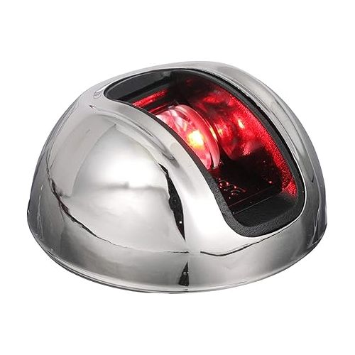  Attwood NV3012SSR-7 LightArmor 2-Mile Vertical Surface Mount Navigation Light, Red LED Lighting, Round Stainless Housing