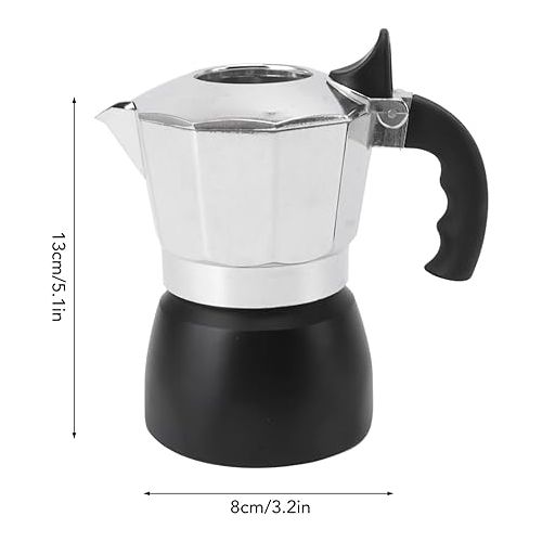  Atyhao Moka Pot with Double Valve, 150ML Classic Italian Style Aluminum Moka Stovetop Coffee Maker Pot for 3 Cups