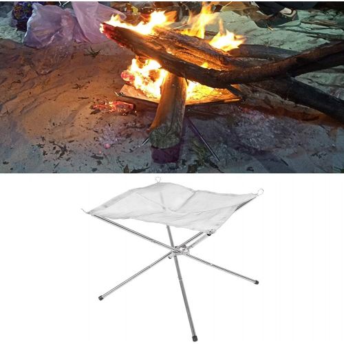  Atyhao Portable Stainless Steel Barbecue Firewood Stove, Detachable Adjustable Height Lightweight for Outdoor Hiking Camping