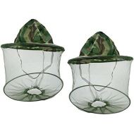 [아마존베스트]SUNREEK Pack of 2 Camouflage Beekeeping Beekeeper Anti-Mosquito Bee Bug Insect Fly Mask Cap Hat with Head Net Mesh Face Protection Outdoor Fishing Equipment