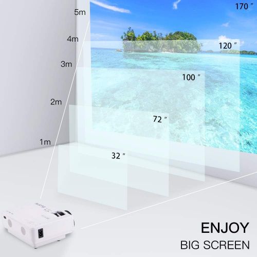  [아마존핫딜][아마존 핫딜] AuKing Mini Projector 2019 Upgraded Portable Video-Projector,55000 Hours Multimedia Home Theater Movie Projector,Compatible with Full HD 1080P HDMI,VGA,USB,AV,Laptop,Smartphone