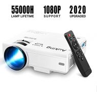 [아마존베스트]AuKing Mini Projector 2019 Upgraded Portable Video-Projector,55000 Hours Multimedia Home Theater Movie Projector,Compatible with Full HD 1080P HDMI,VGA,USB,AV,Laptop,Smartphone