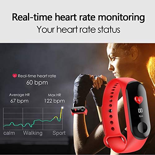  Aubess Fitness-Tracker, M3 Smart-Armband mit farbigem Touchscreen, wasserdicht, IP67 GPS, Schlaf und Herzfrequenz Blutdruckmessgerat fuer Damen und Herren