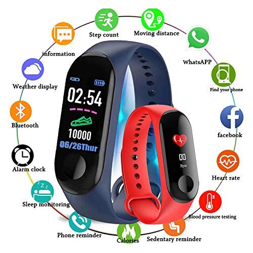  Aubess Fitness-Tracker, M3 Smart-Armband mit farbigem Touchscreen, wasserdicht, IP67 GPS, Schlaf und Herzfrequenz Blutdruckmessgerat fuer Damen und Herren
